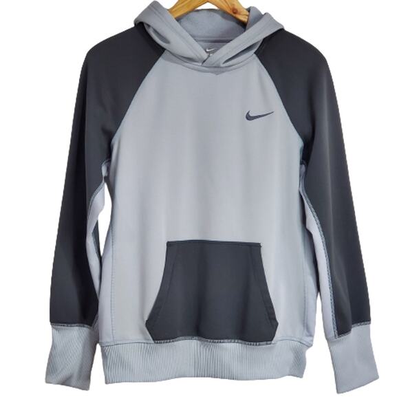 Nike Therma-Fit Gray Gray Long Sleeve Hooded Hoodie Sweatshirt Medium - Picture 1 of 7